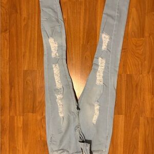 Fashion Nova Light Blue Ripped Skinny Jeans